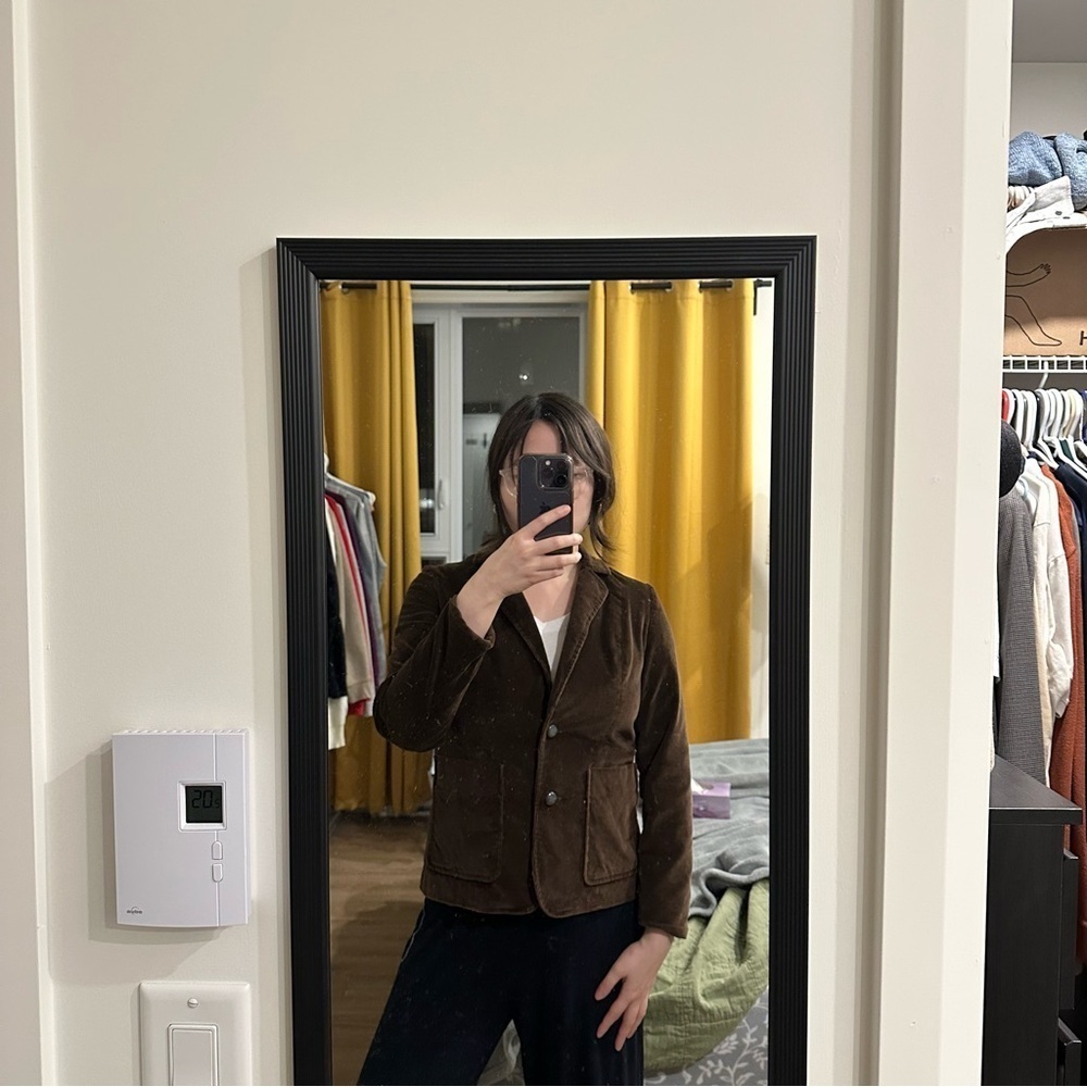 Alia | women's xsmall dark chocolate brown jacket blazer with buttons and pocket - Picture 7 of 7